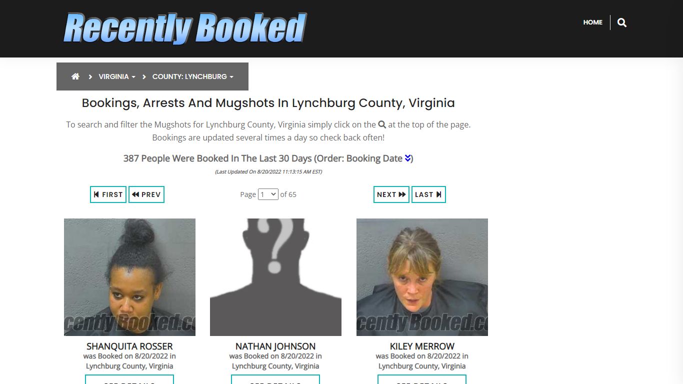 Bookings, Arrests and Mugshots in Lynchburg County, Virginia