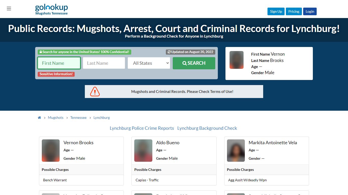 Mugshots Lynchburg, Arrest Records Lynchburg - GoLookUp